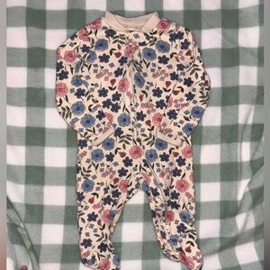 Carter's Cream Floral Footed One-Piece Pajamas